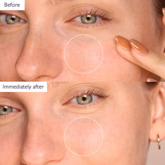 Caudalie Instant Detox Mask demonstrates visible pore tightening during use.