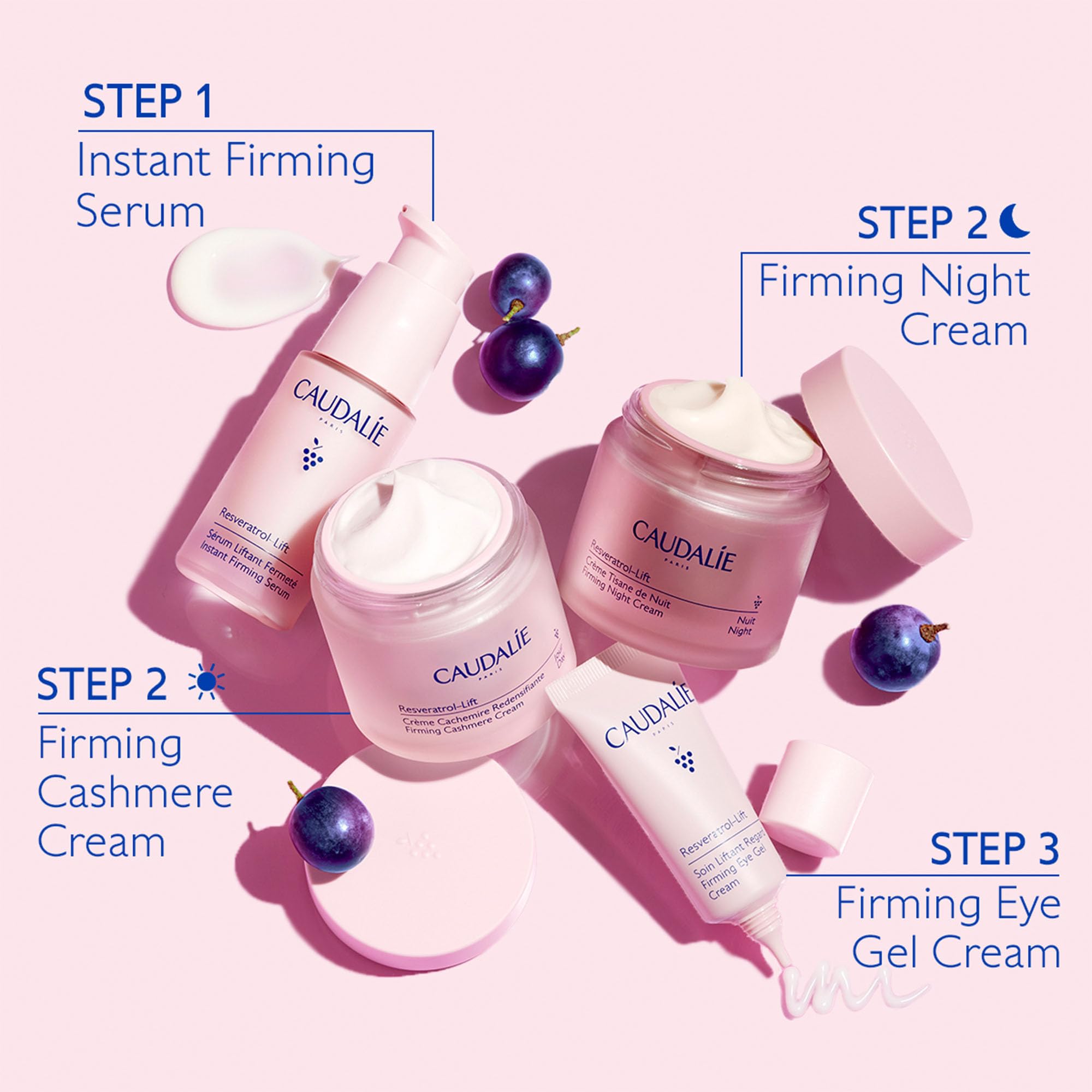 Caudalie Resveratrol-Lift application on the face illustrating daily routine