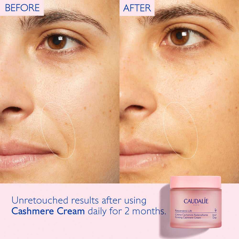 Caudalie Resveratrol-Lift cream jar open revealing rich texture for hydration