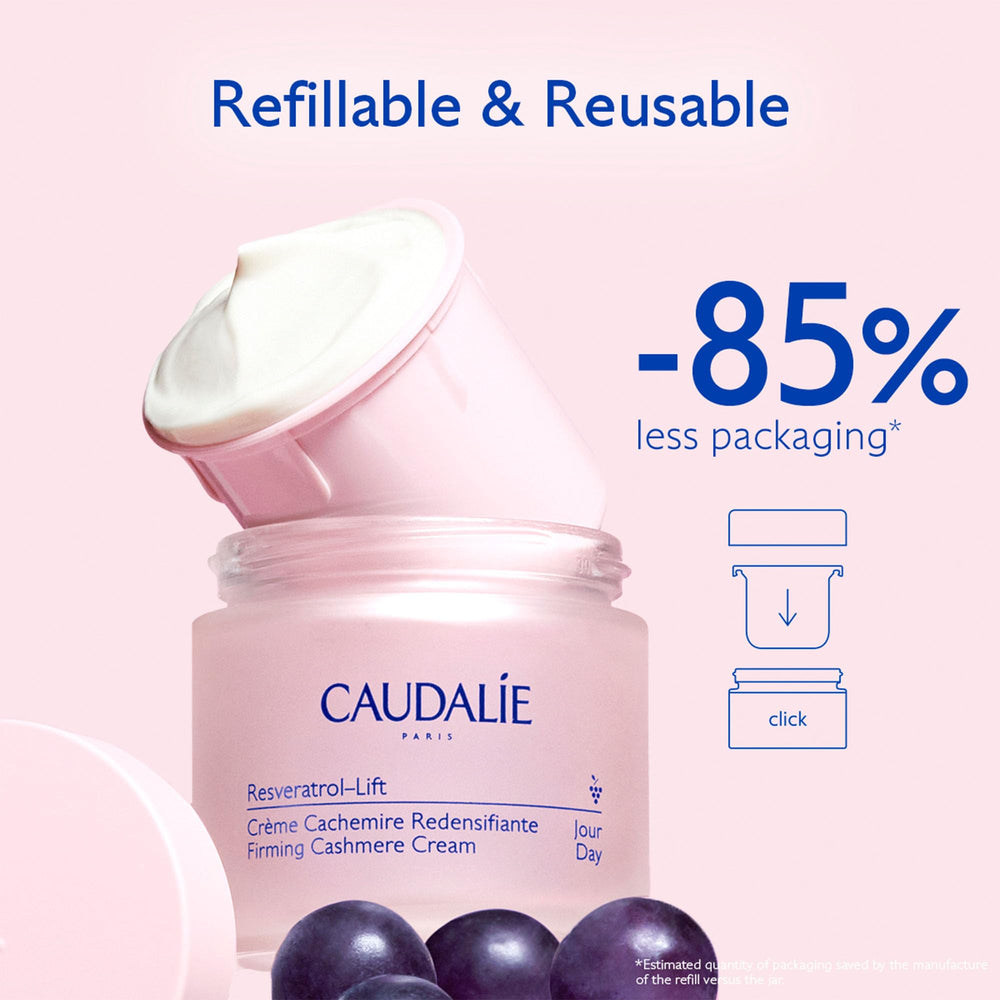 Caudalie Resveratrol-Lift skin closeup highlighting firming appearance