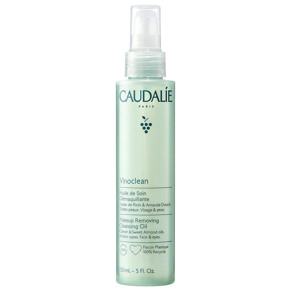 Caudalie Vinoclean cleansing oil bottle for nourishing makeup removal.