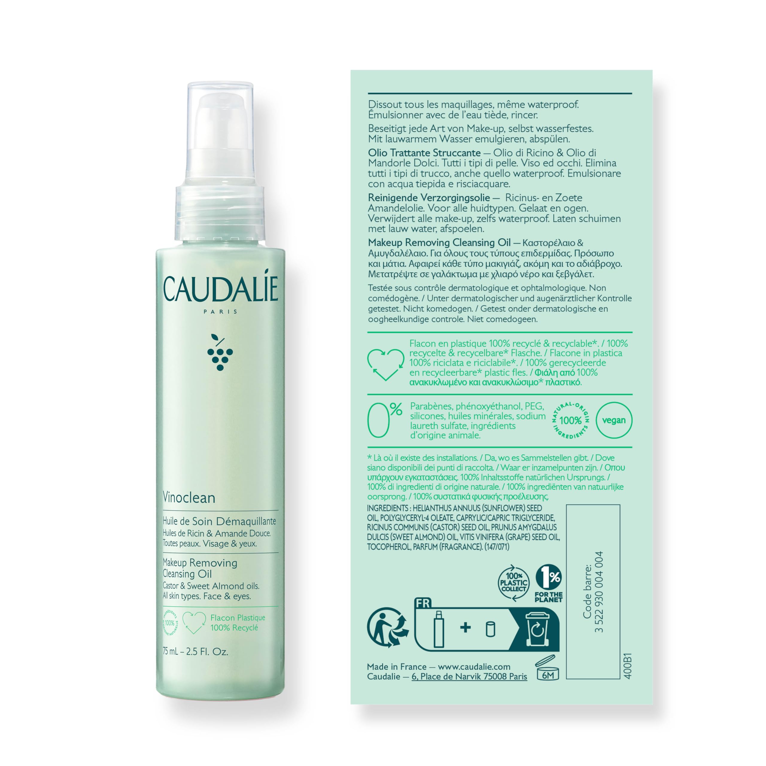 Caudalie Vinoclean daily use for fast makeup removal.