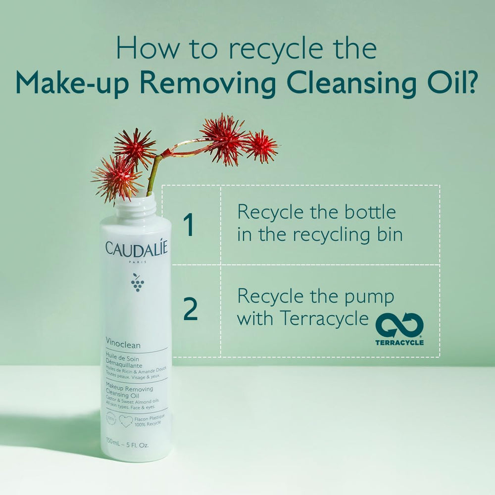 Caudalie Vinoclean gentle facial massage on dry skin for removal.