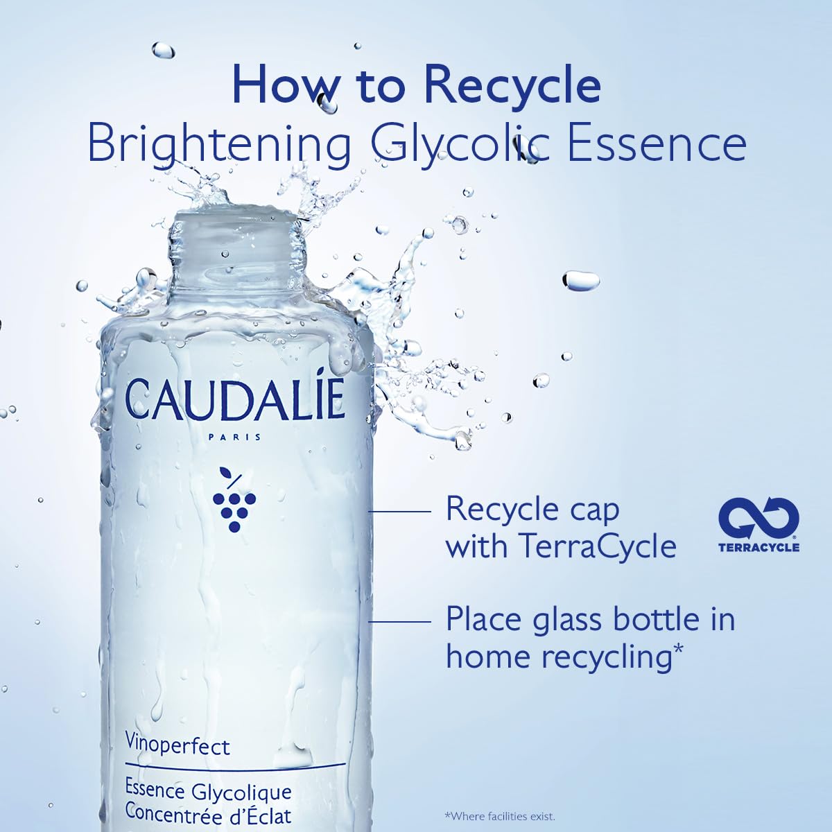 Caudalie Vinoperfect Brightening Essence hero shot priming skin for serums.