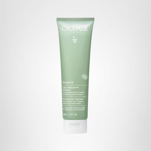Caudalie Vinopure clinical results displayed on packaging and marketing materials.