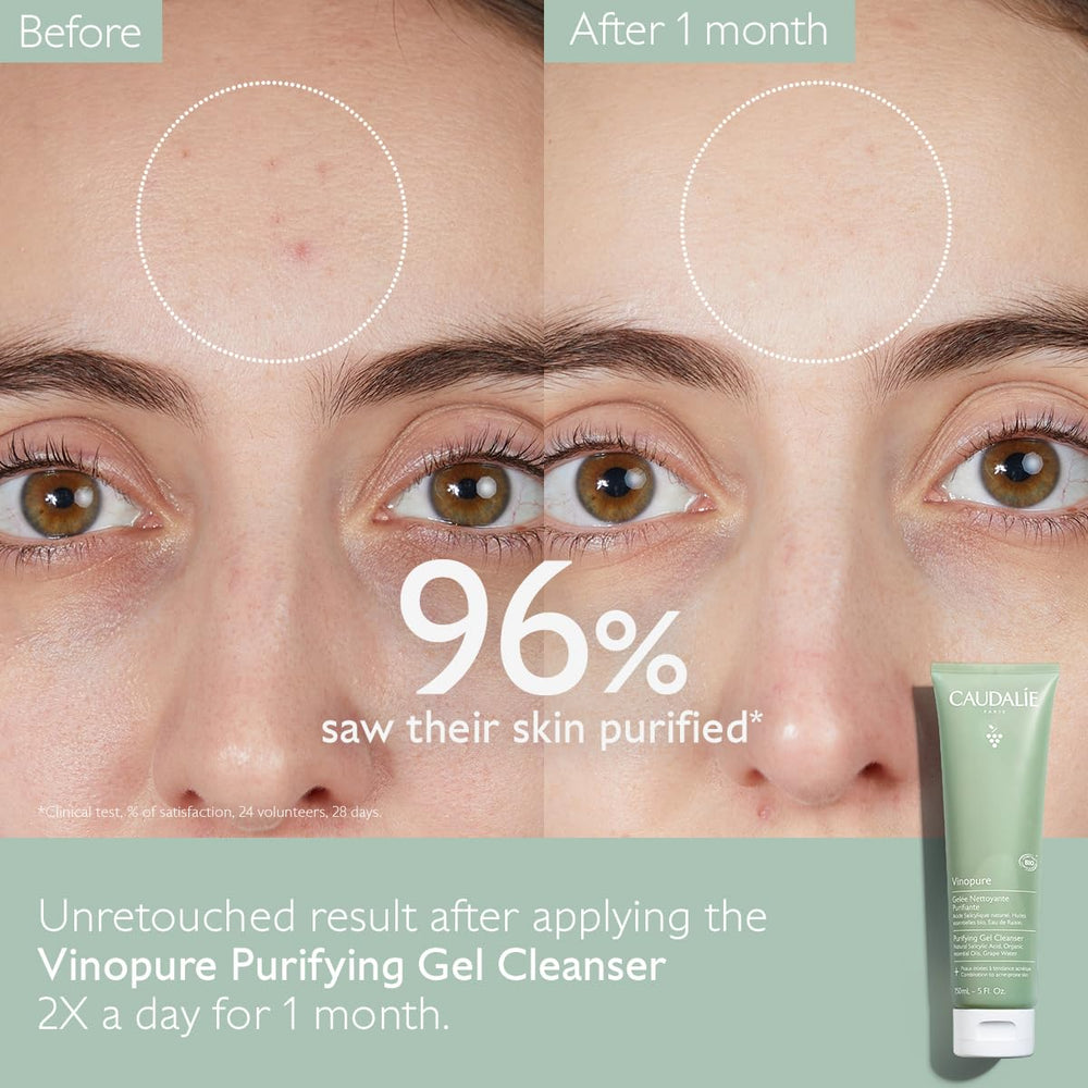 Caudalie Vinopure lather shows gentle cleansing action on skin.