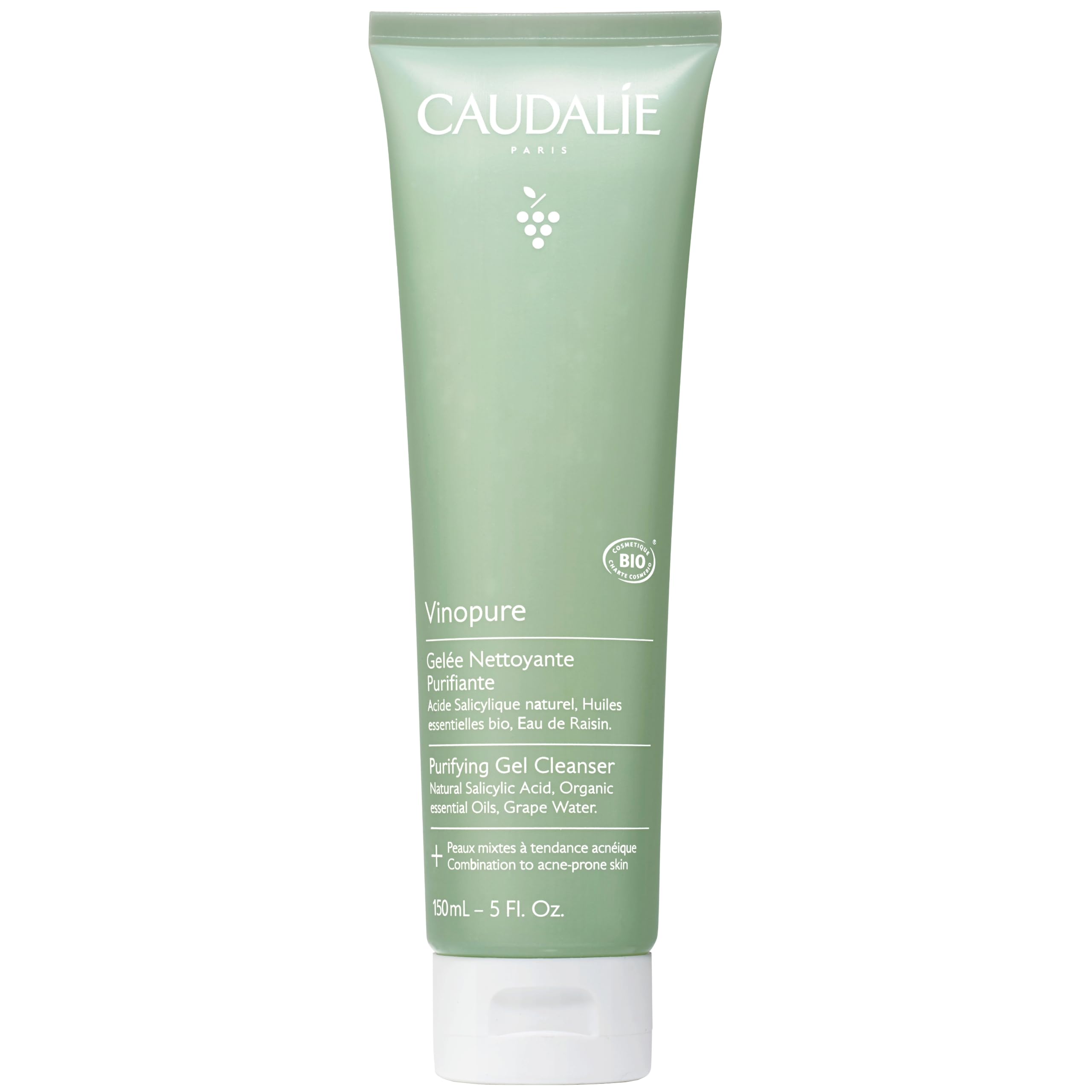 Caudalie Vinopure cleanser pour forms foam for purified pores.