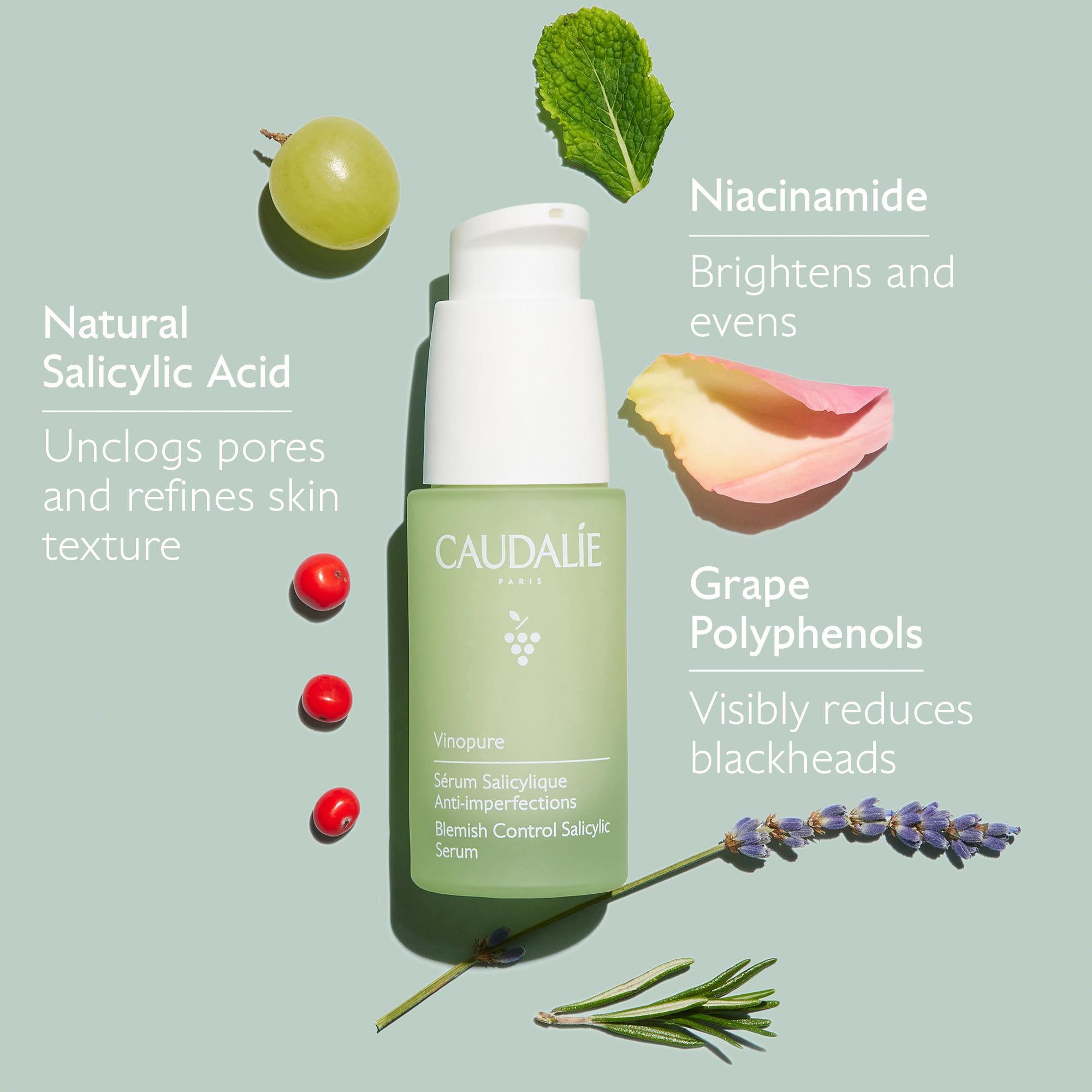 Caudalie Vinopure 30 mL packaging highlighted in product shot.