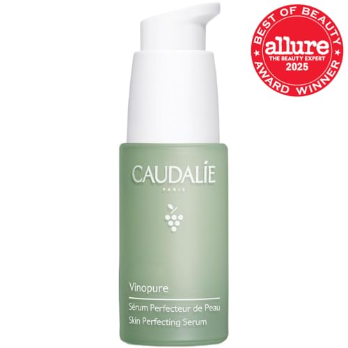 Caudalie Vinopure serum texture close-up showing lightweight, oil-control finish.