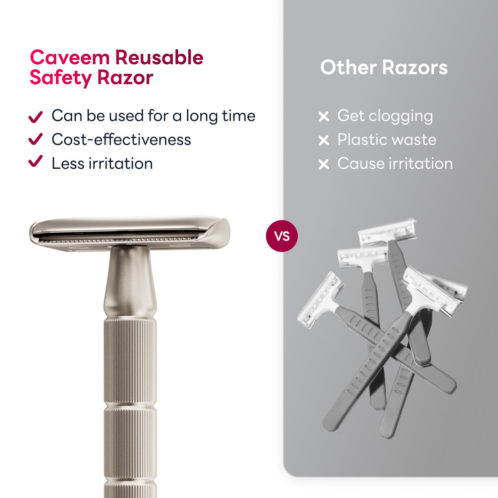 CAVEEM maintenance routine: clean and dry to prolong metal razor life
