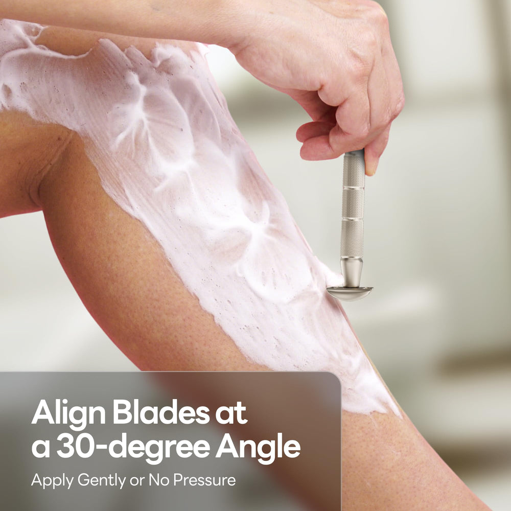 CAVEEM razor usage at 30-degree angle for beginner-friendly shaving