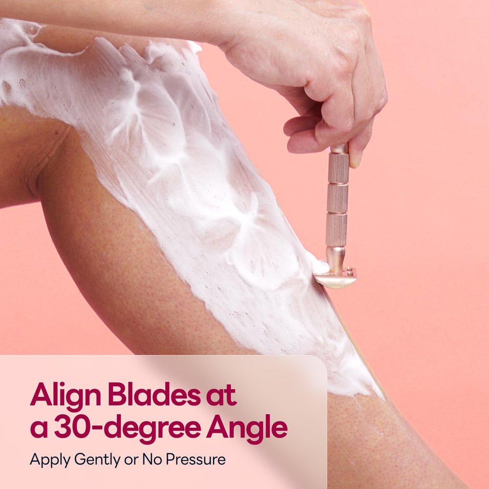 CAVEEM Rose Gold Double-Edge Razor wax-paper blades feature smooth starter safety for gentle prep.