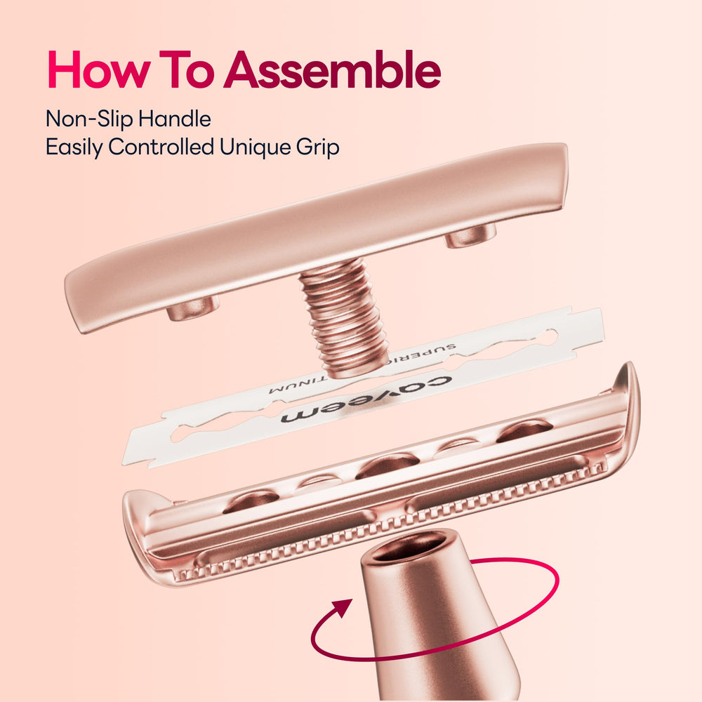 CAVEEM Rose Gold Razor metal body conveys premium durability and a recyclable profile.