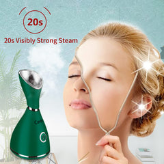 Caviens Nwsw facial steamer side view highlights warm mist for skin prep.