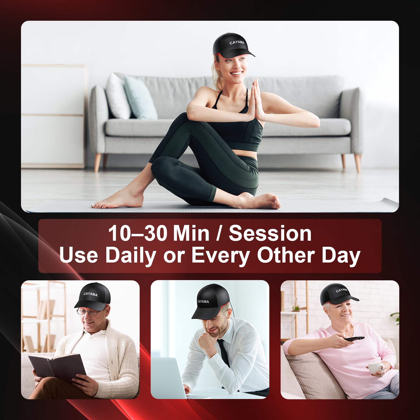 CAYAMA red light cap design emphasizes comfort and durability.
