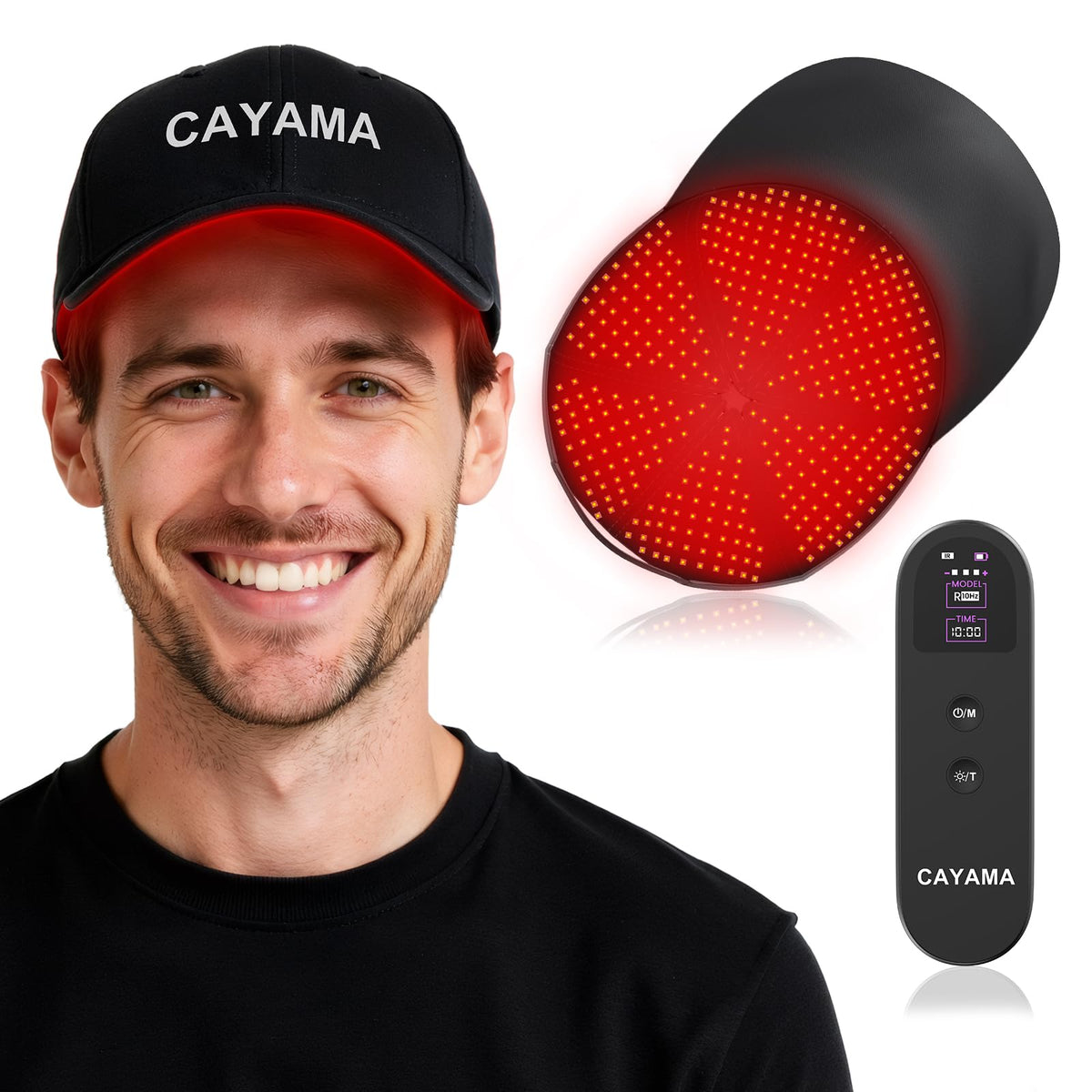 CAYAMA Red Light Cap front view for daily scalp care benefits