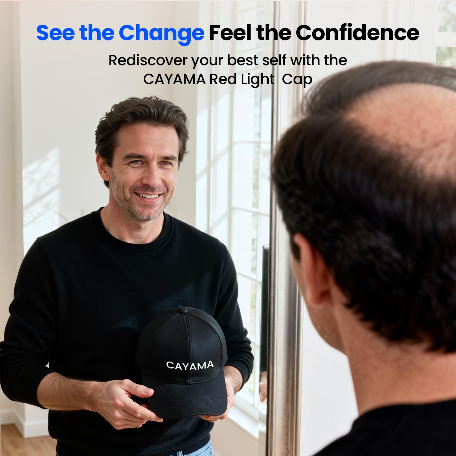 CAYAMA Red Light Cap side-fit demonstrates adjustable comfort during use