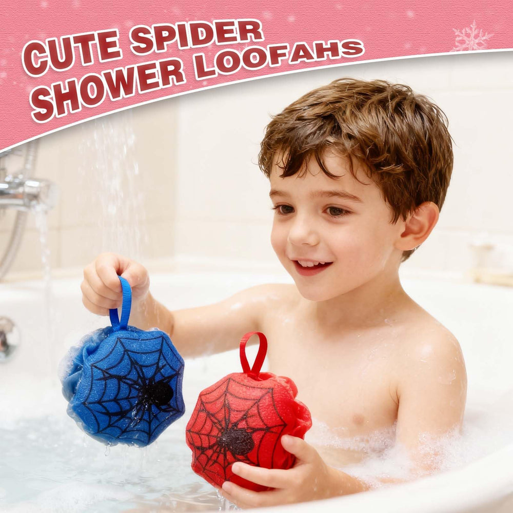 Cayivran bath puff with lanyard for easy hanging and quick dry after shower.