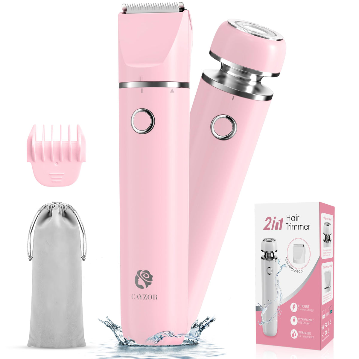 Cayzor Bikini Trimmer front view showing 2-in-1 design for versatile grooming.