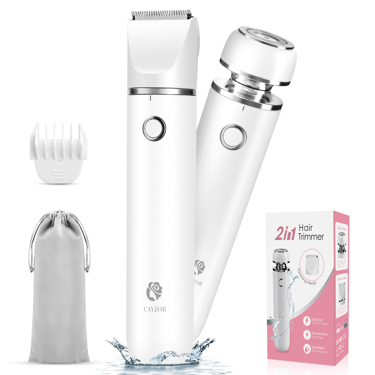 Cayzor Bikini Trimmer kit precision trimming head closeup for quick, clean contours.