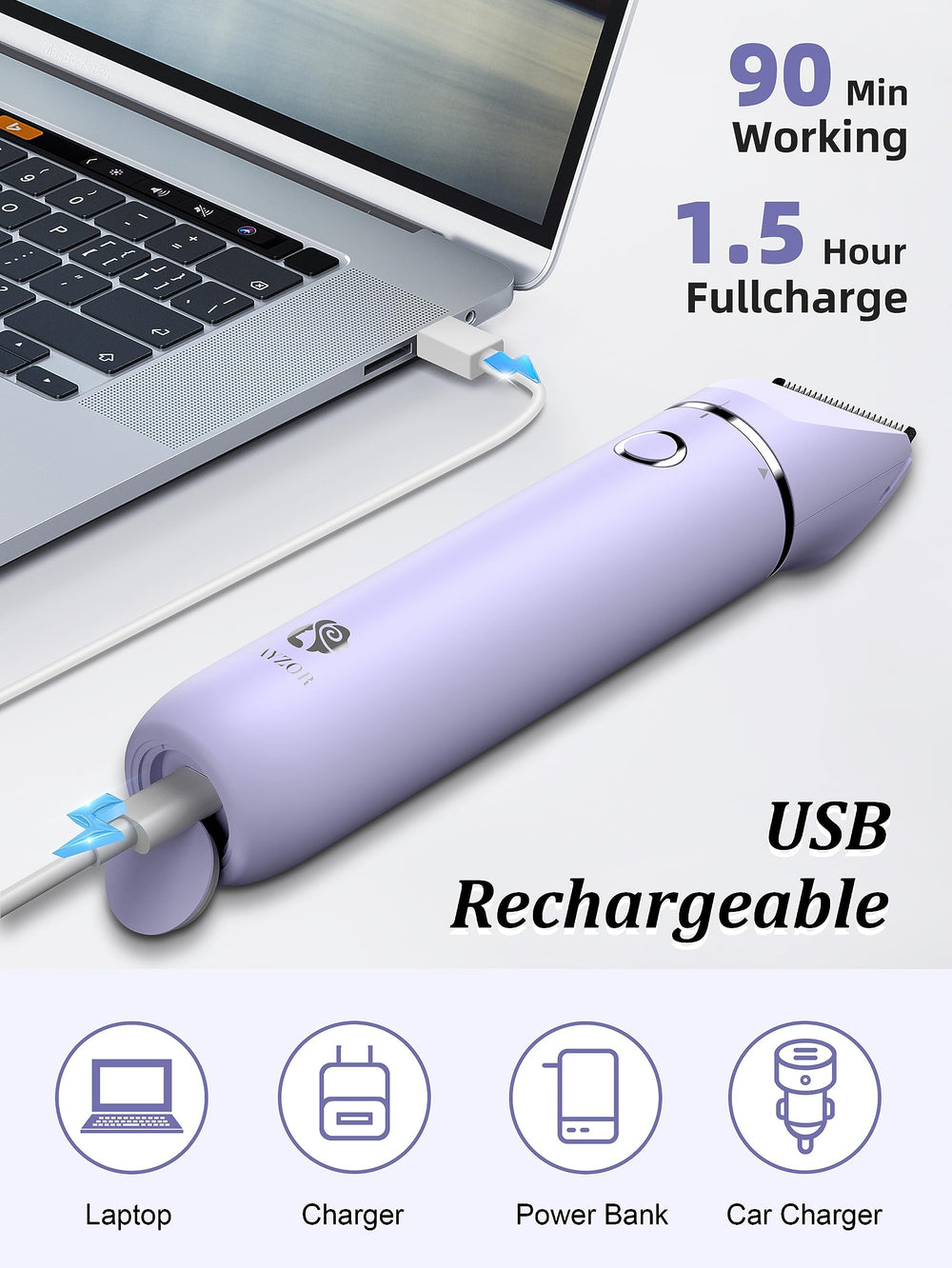 Cayzor bikini trimmer travel bag closeup for travel-ready grooming