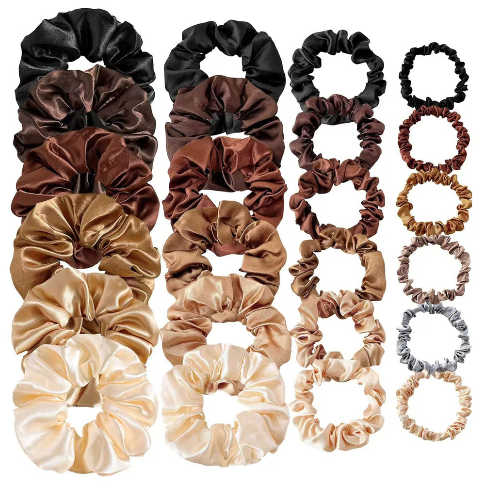 CAZYTOYZ silk satin hair scrunchies pack in vibrant colors for gentle daily wear.