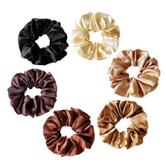 CAZYTOYZ satin scrunchie on model for formal or casual looks.