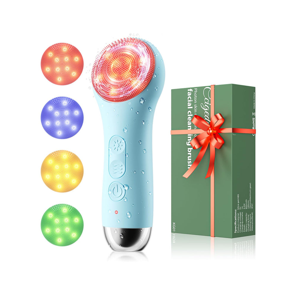 Ccigedy LED light therapy modes illuminate skin for clarity during cleansing.