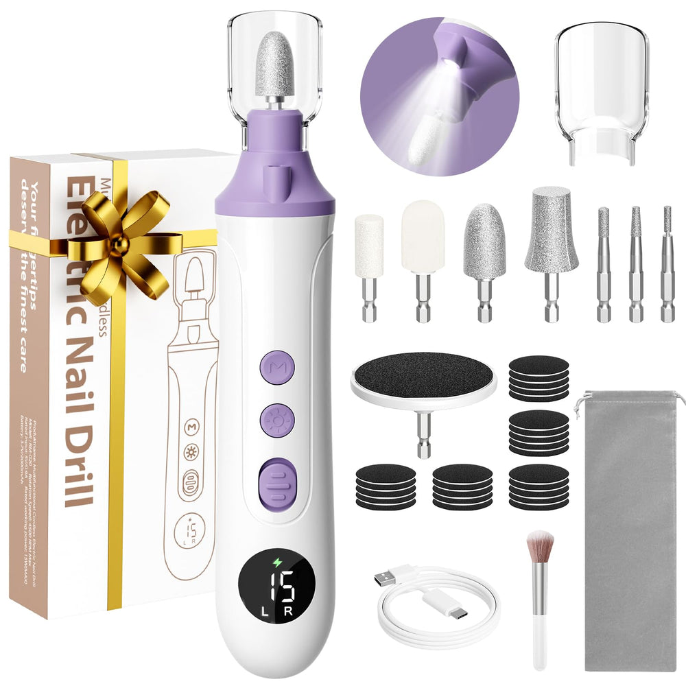 Ccigedy cordless nail drill kit with LED display for precise at home manicures.