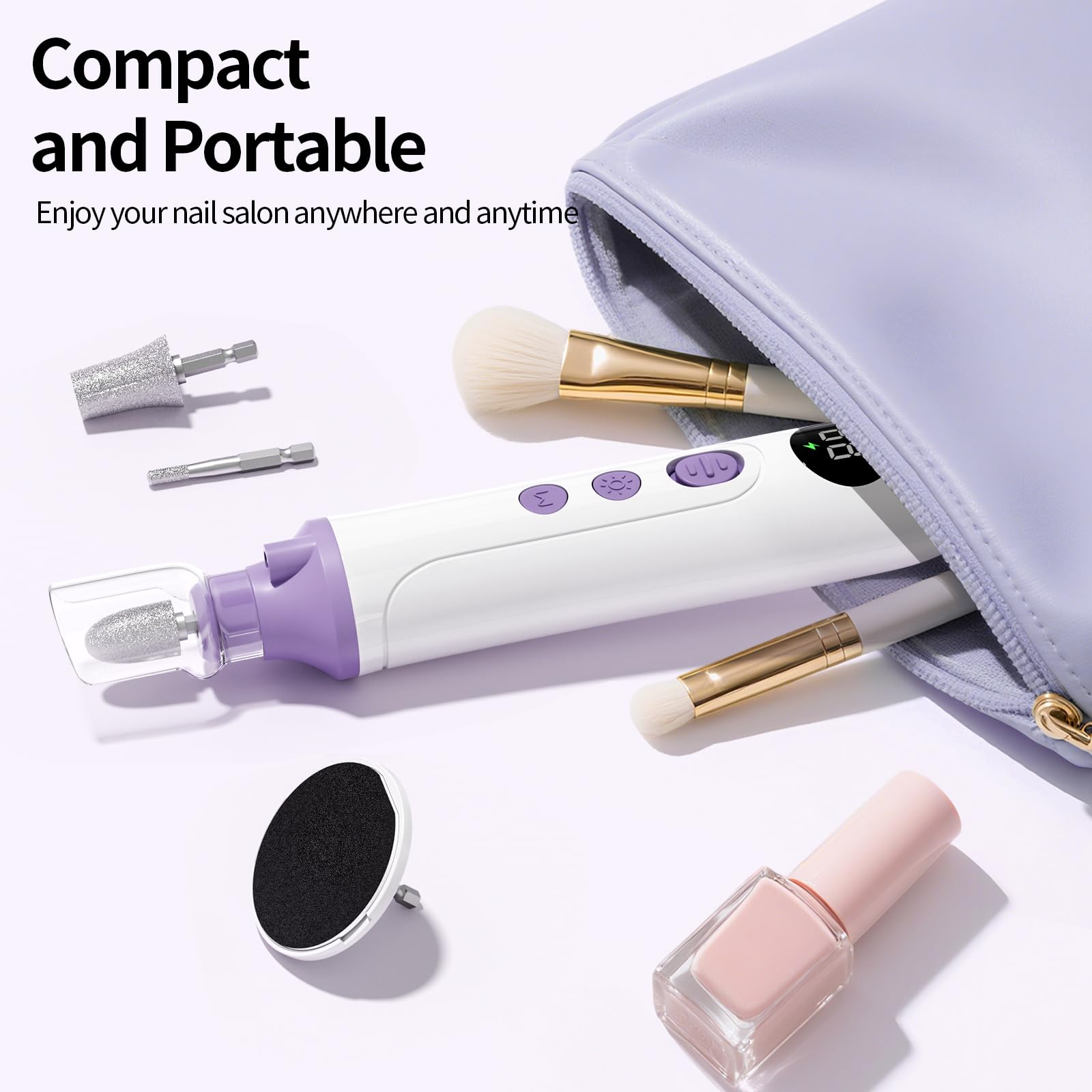 Ccigedy purple travel-ready kit fits in bags for on-the-go nail care.