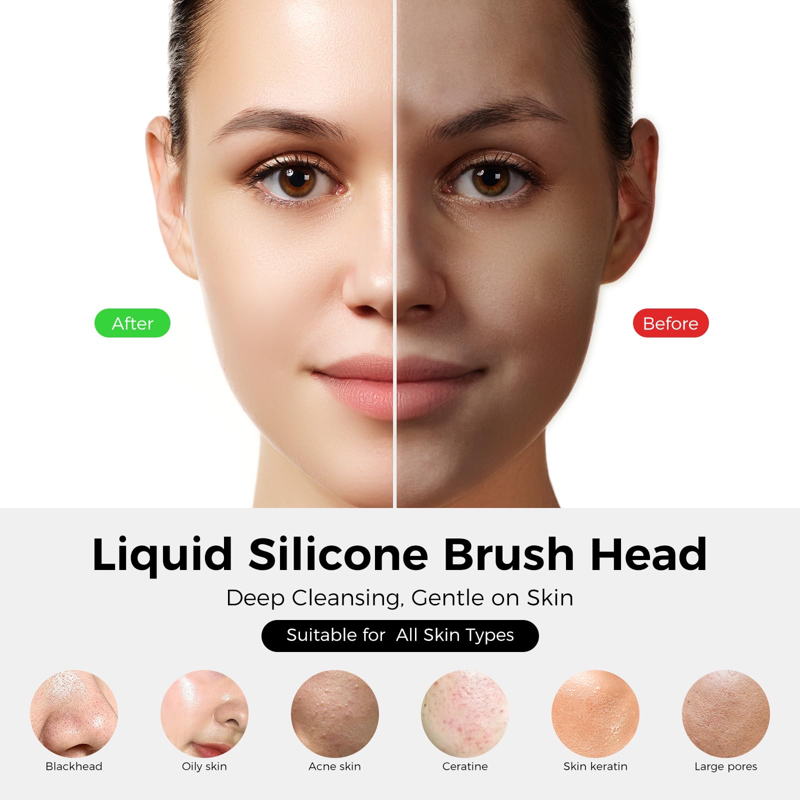 Ccigedy cleansing brush featuring 55°C warming tech for deeper cleansing.
