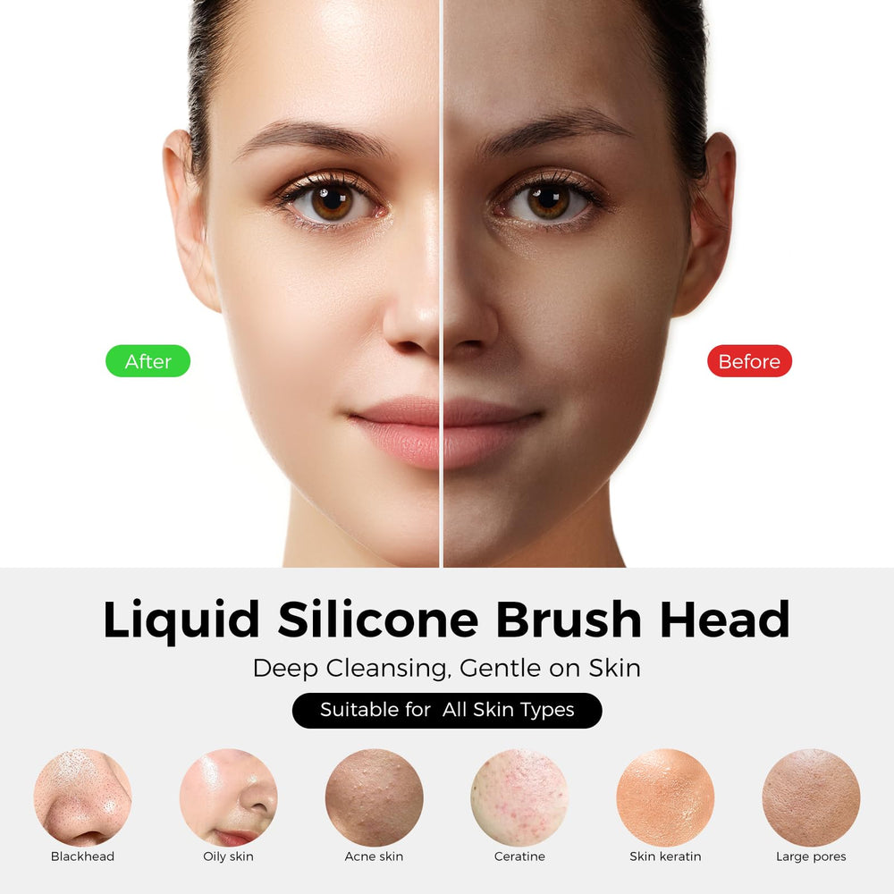 Ccigedy cleansing brush featuring 55°C warming tech for deeper cleansing.
