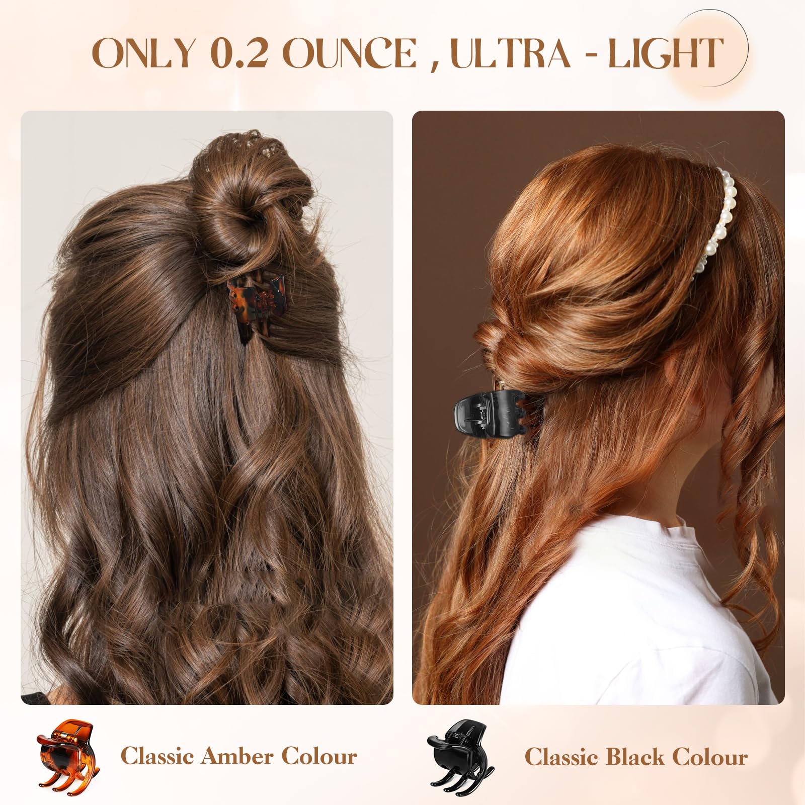 CdbC small 1.38-inch claw clip on hair showing secure hold for different textures