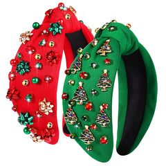 CEALXHENY Christmas headbands 2-pack in red and green add festive sparkle for parties