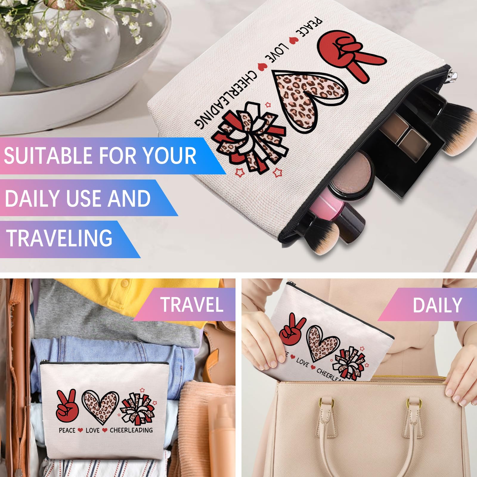 CEASQVAA cosmetic bag as a thoughtful gift for cheerleaders.