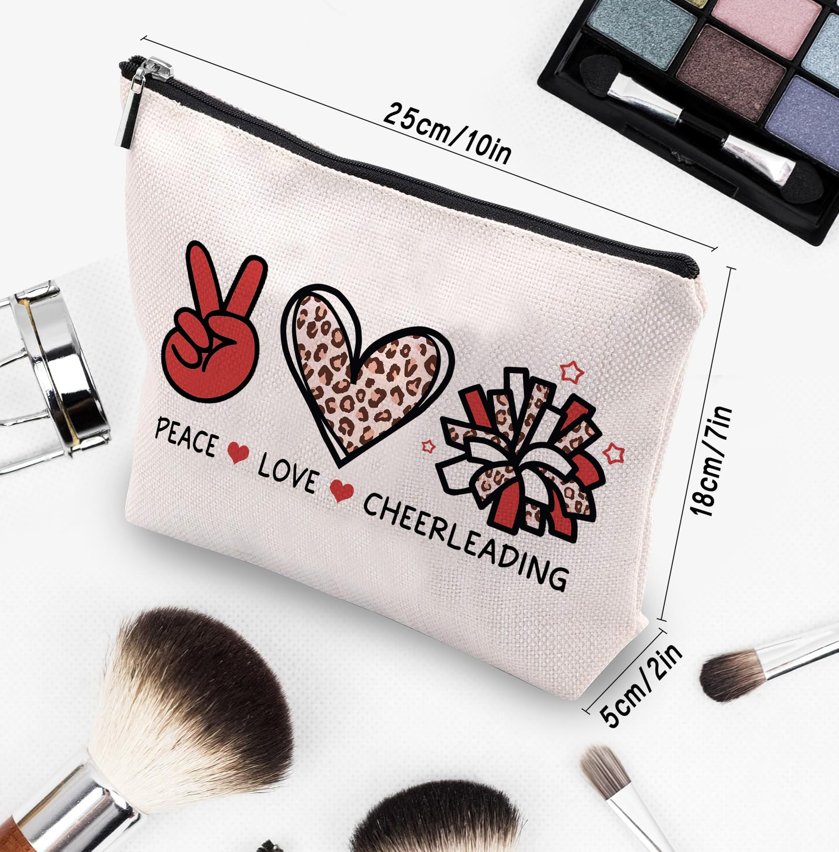 CEASQVAA cheer makeup bag patterned side; ideal for travel storage and organization.