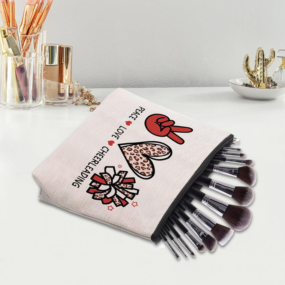 CEASQVAA cheer makeup bag zipper close for smooth access everyday use.