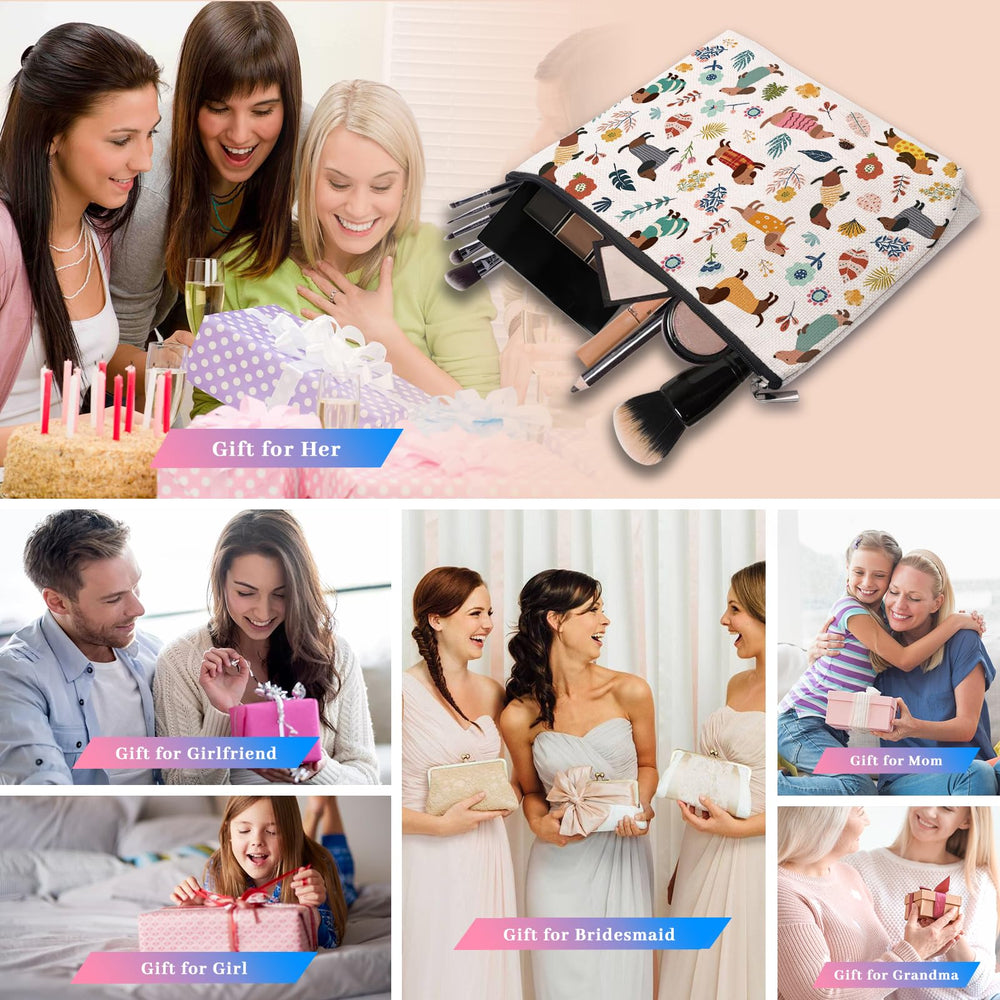 CEASQVAA Dachshund Gifts Makeup Bag compact size fits phone keys lipstick easily