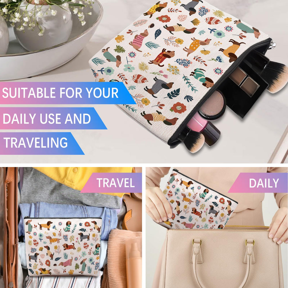 CEASQVAA Dachshund Gifts Makeup Bag travel pouch use during trips or daily errands