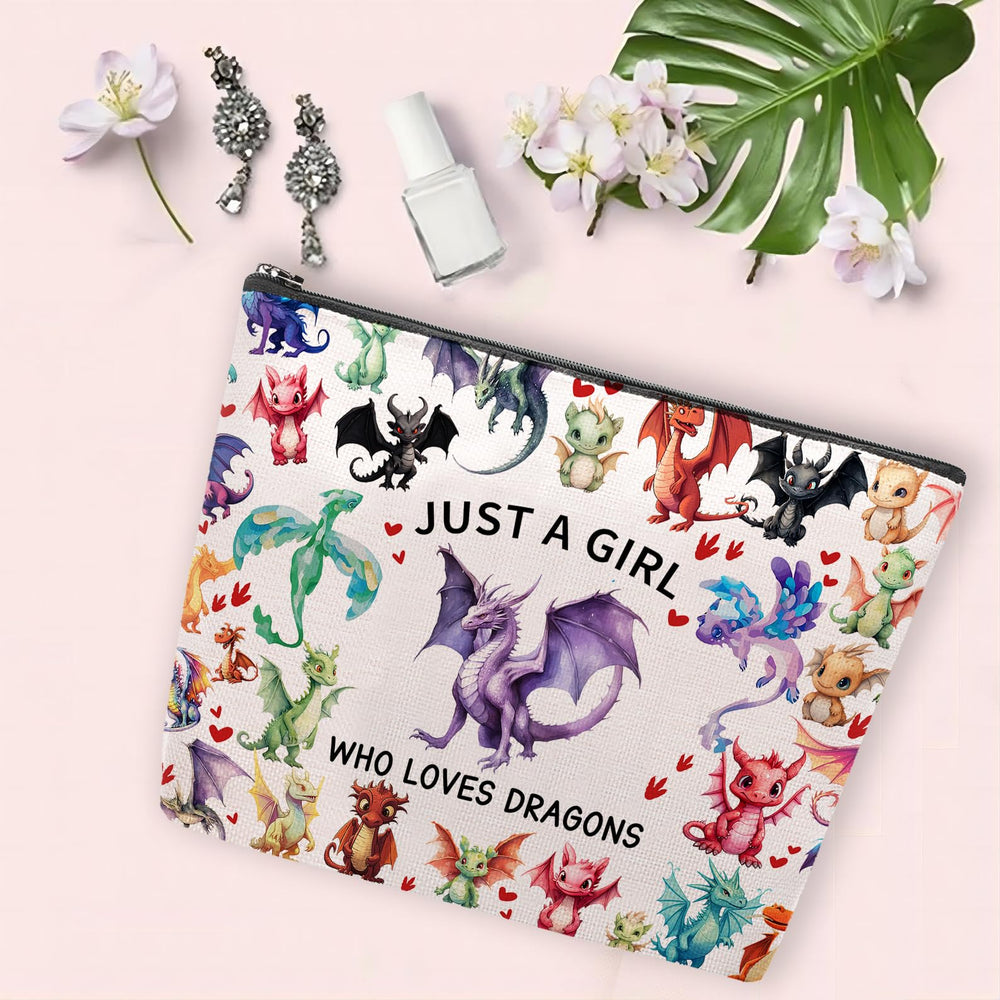CEASQVAA Dragon Gifts makeup bag canvas texture emphasizes sturdy, water-friendly fabric
