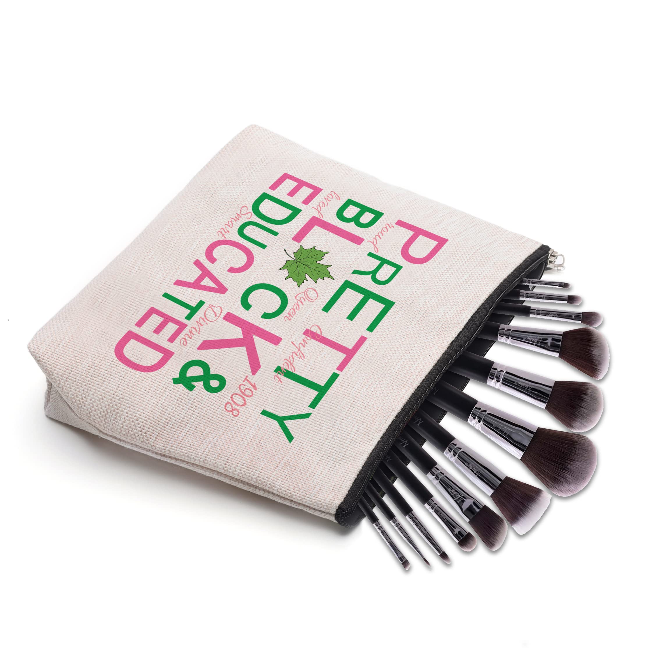 CEASQVAA makeup bag with sturdy black zipper keeps items secure during commutes.