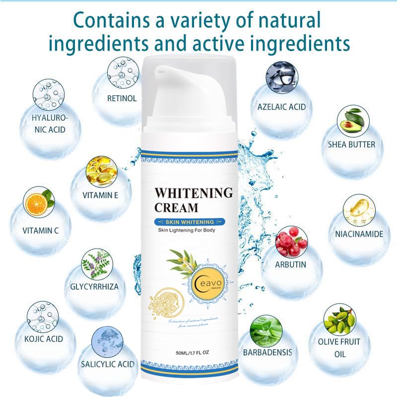 Ceavo Skin Whitening Cream tube-packaging showcases clear directions for twice-daily use.