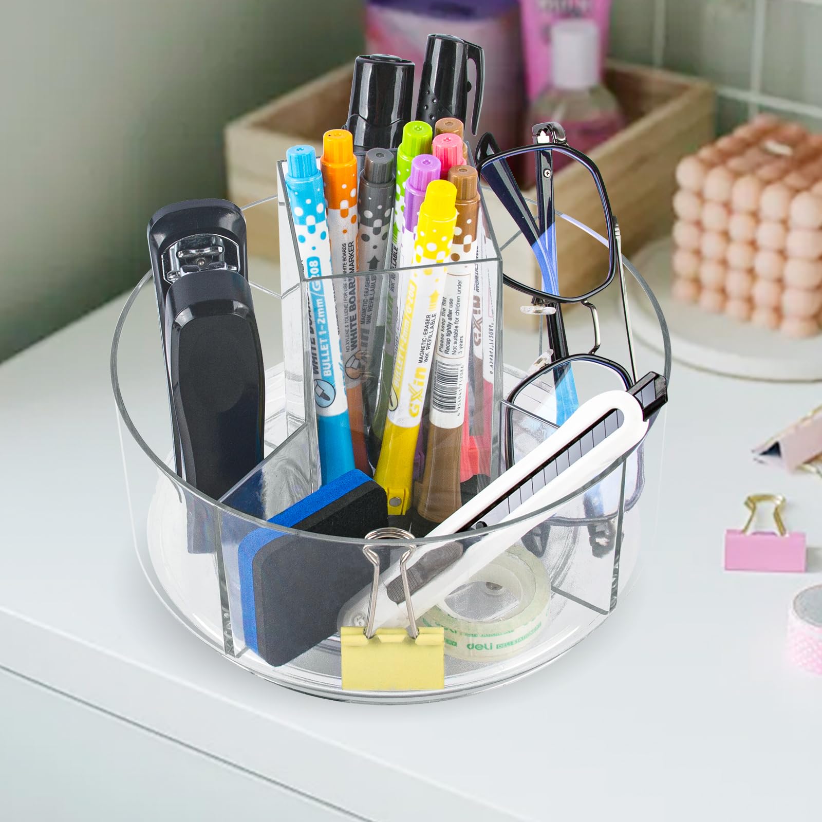 CECOLIC versatile organizer fits cosmetics, skincare, tools, spice, and sanitizers on desks or countertops