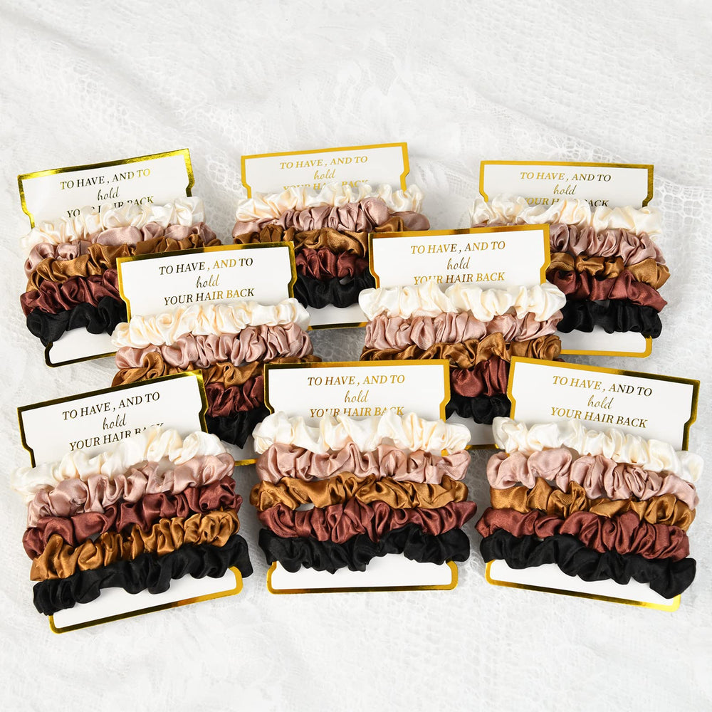 CEELGON Black satin scrunchies complement any outfit