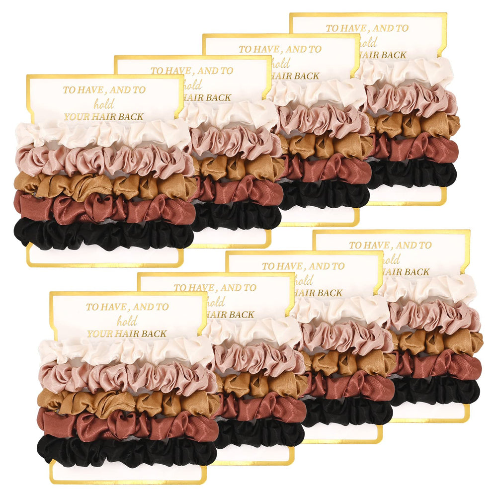 CEELGON 8-pack satin scrunchies Ivory with luxurious sheen for bridesmaid looks