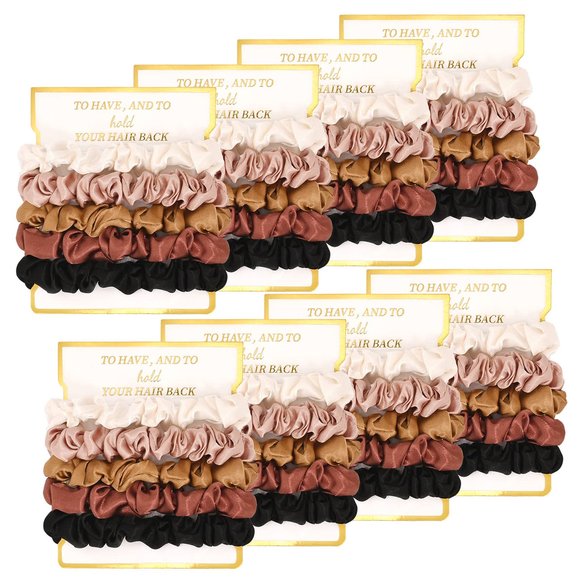 CEELGON 8-pack satin scrunchies Ivory with luxurious sheen for bridesmaid looks