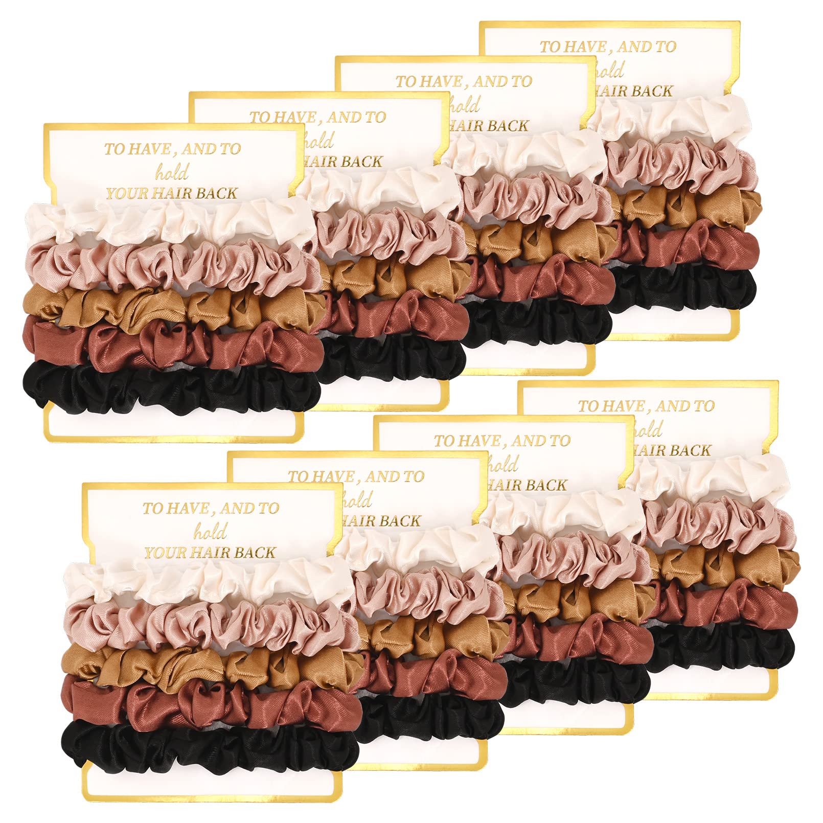 CEELGON 8-pack satin scrunchies Ivory with luxurious sheen for bridesmaid looks