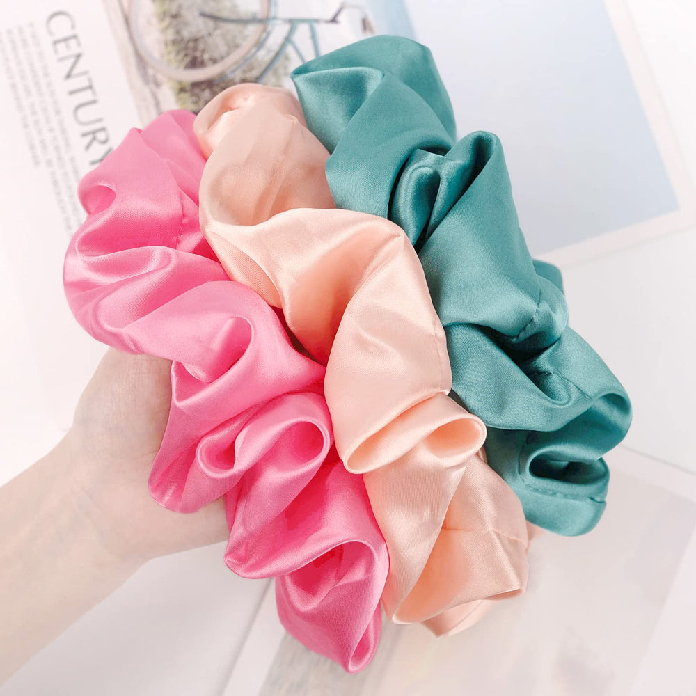 CEELGON khaki satin-silk scrunchie close-up for secure, comfy all-night wear