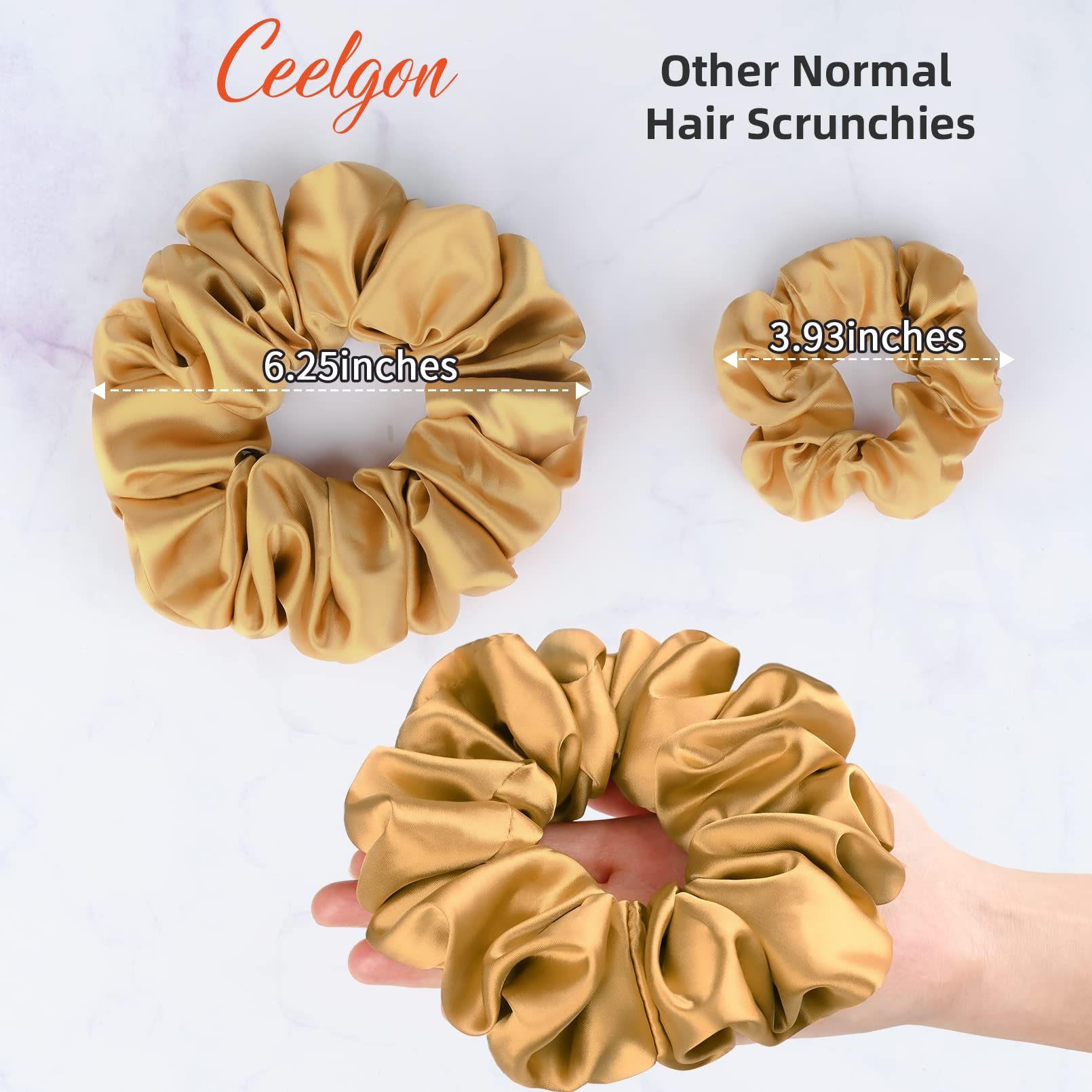 CEELGON satin scrunchies coffee color supports secure ponytail while reducing breakage risks.