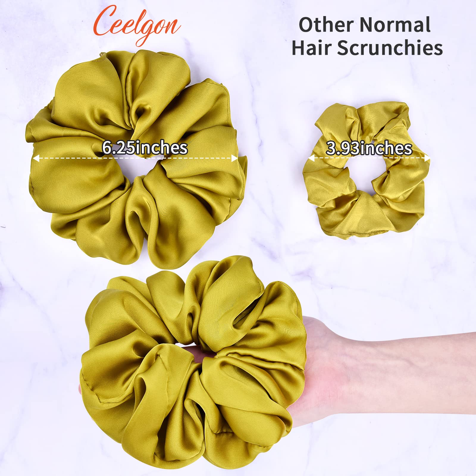 CEELGON silk scrunchies ponytail-hold provides secure styling for thick hair